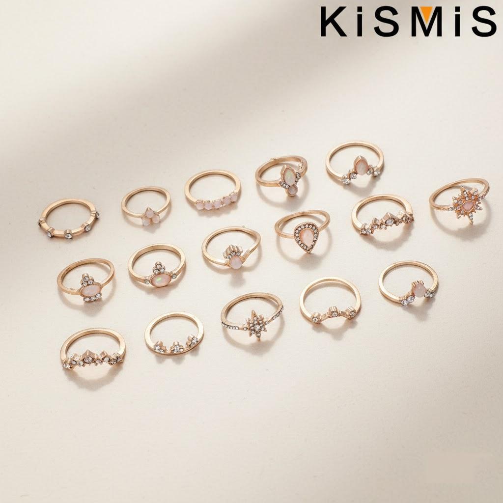 

16Pcs Set Gold Silver Heart Sun Crown Stackable Thumb Knuckle Rings for Women Shiny Boho Stacking Ring Set Fashion Jewelry Gift золотой