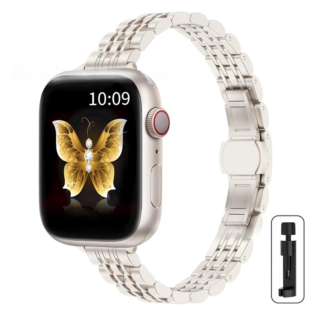 Classic Stainless Steel Slim Band For Apple Watch Strap Ultra 49mm 45mm 44mm 42mm 41mm 40mm 38mm For Iwatch Series 9/8/7/6/5/4/3/2/1/SE