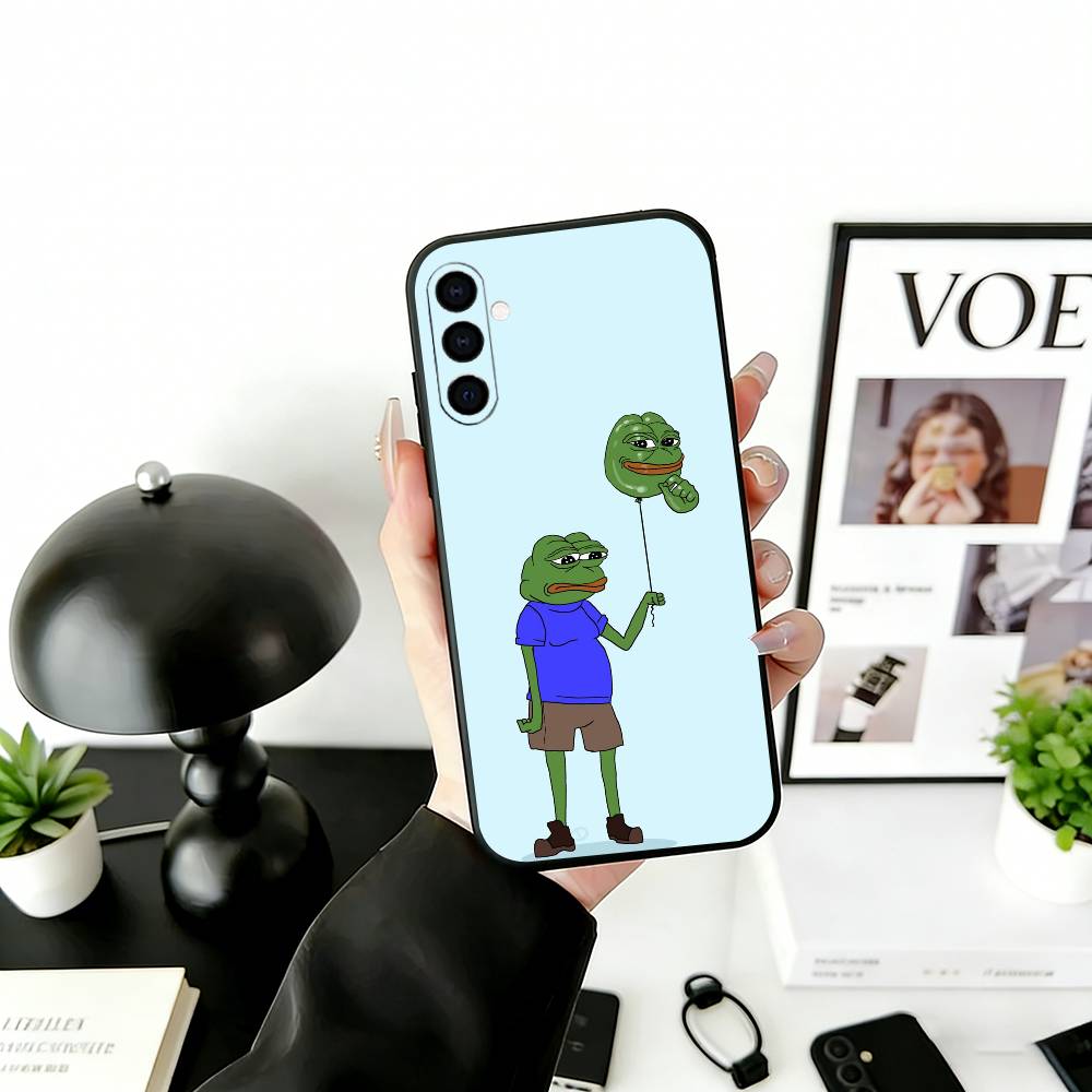 Trauriges lustiges Frosch Meme Handyhülle für Samsung Galaxy A73,A72,A71,A70,A53,A52,A51,Andere Weiche Schwarze Hülle