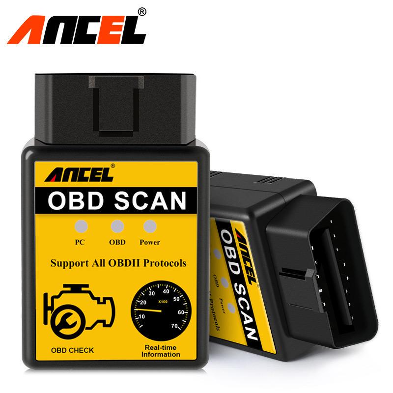 ANCEL ELM327 V1.5 Bluetooth OBD2 Scanner Strumento di diagnosi per auto Lettore di codici di errore del motore Mini adattatore OBDII ODB2 per Android