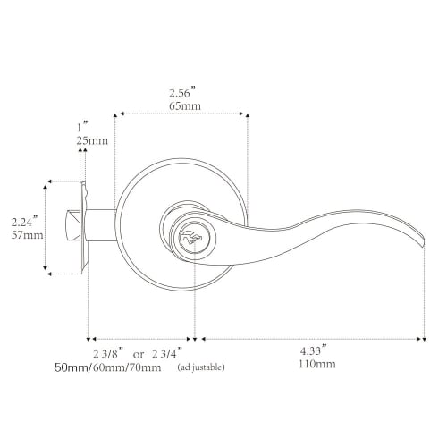 Kaifuan Lever Handle Lock for Entry Doors, Passageways, and Bathrooms (Key Included) (Right-Hand Drive) (805-K-R-ORB)