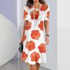 Elegant Fashion Short Sleeve T-shirt Dress Beach Vacation Midi Dresses Women 3d Print Clothing