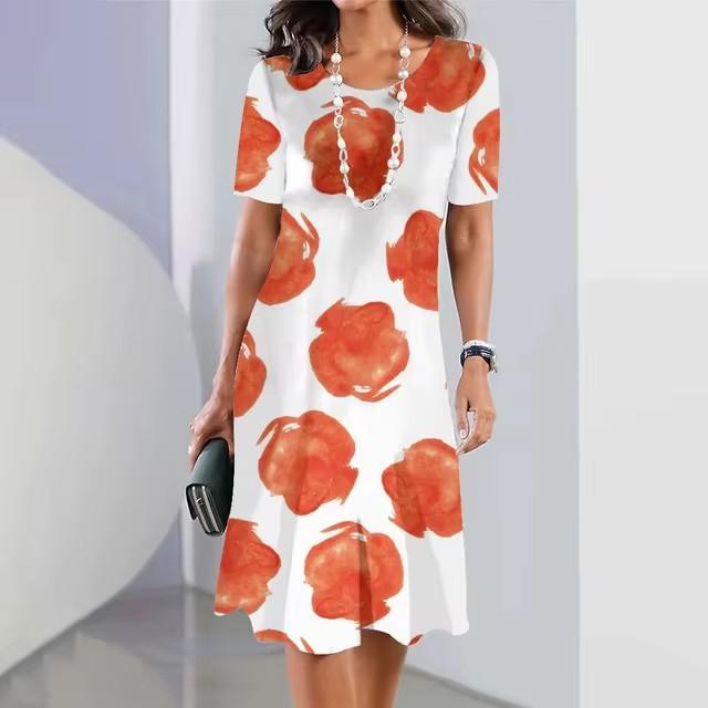 Elegant Fashion Short Sleeve T-shirt Dress Beach Vacation Midi Dresses Women 3d Print Clothing