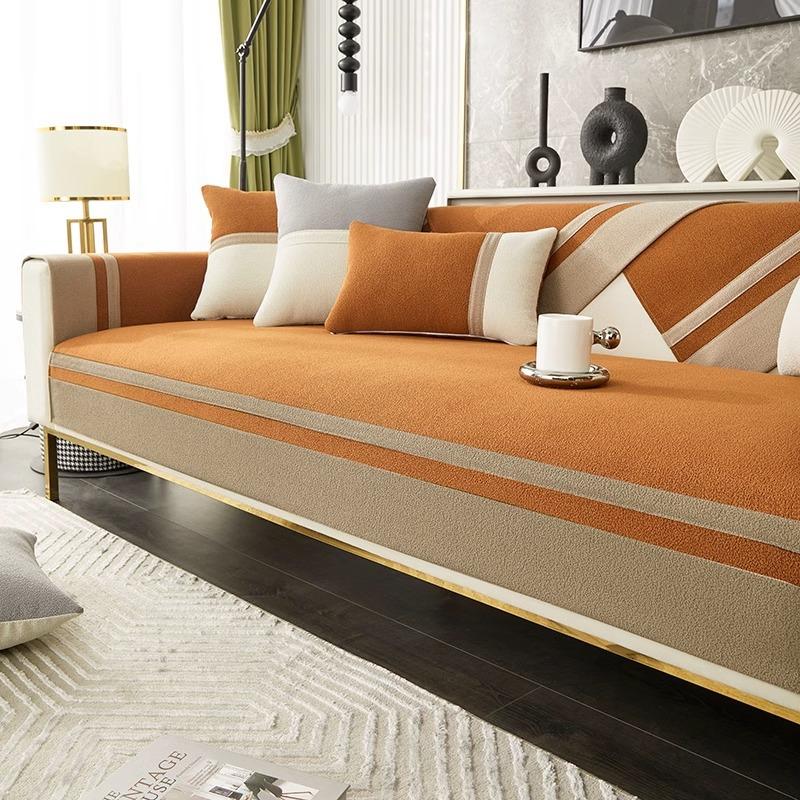 Modern Chenille Sofa Covers Non Slip Sofa Mat Winter Warm Washable Couch Slipcovers for Living Room Wide Brim Soft Sofa Towel