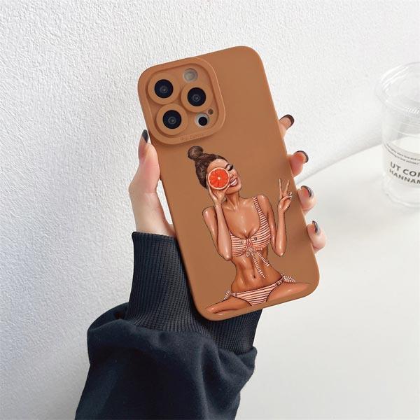 Fashion Girls Silicone Phone Case for iPhone 14 13 12 11 Pro Max Case for iPhone SE 2020 14 7 8 Plus XR X XS Soft Cover Fundas