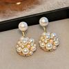 Niche temperament high sense rear hanging hydrangea pearl stud earrings women's fashion light luxury versatile new earrings