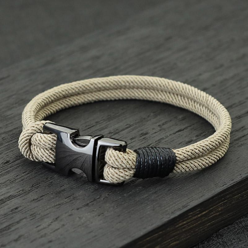 New Fashion Men Bracelet Double Layer Spring Buckle 4mm Nylon Rope Braclet Homme Leisure Accessories Hiphop Braslet Gift For Him