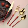 24pcs Stainless Steel Cutlery Black Gold Mirror Dinnerware Set Tableware Knife Fork Coffee Spoon Flatware Dishwasher Safe Dinner