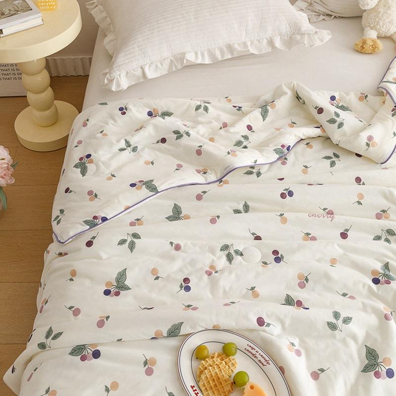 Class a Knitted Cotton Soybean Fiber Cartoon Ins Style Girl Heart Summer Cool Quilt Machine Washable