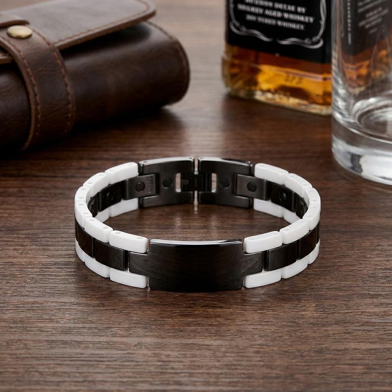 Brățară Creativă pentru Bărbați din Oțel Inoxidabil și Ceramică Brățară Elegantă Cadou de Ziua de Naștere Bijuterii la Modă Simț Modern al Tehnologiei