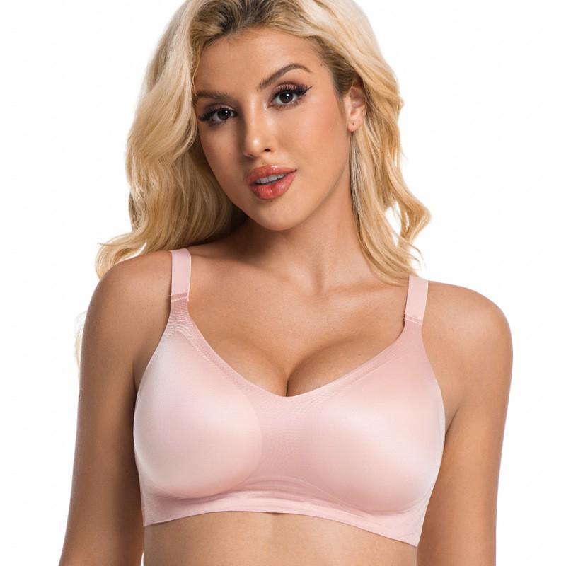 Wirefree Deep V Bra Women - Seamless Thin Cup Back Hook Full Coverage Plus Size Lifting Support