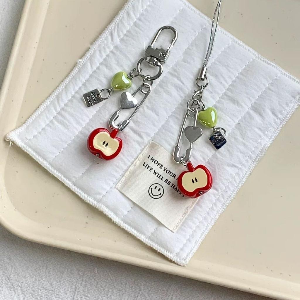 3D Fruit Phone Charms Pendant Cute Kawaii Y2K Love Handmade Bead Ins Korea Keychain Cases For iPhone 13 Schoolbag CCD Camera