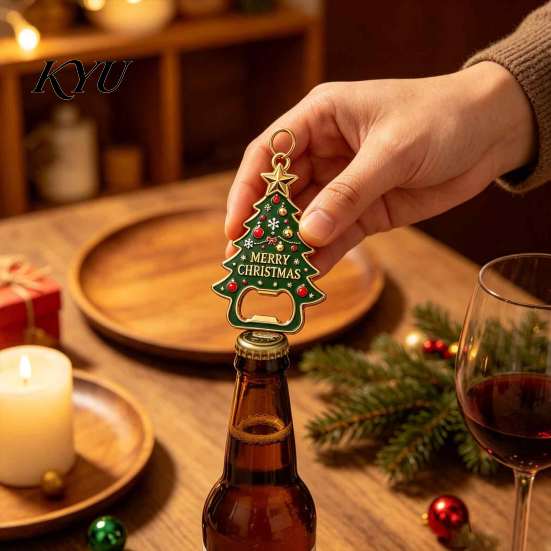 Beer Bottle Opener Christmas Tree Opener, Magnetic Refrigerator Magnet, Heavy Duty Fridge Decor Metal for Kitchen, Holiday Party Favors