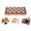 3 In 1 Wooden Chess Checkers Set Portable Chess Checkers Game Set with Wooden Folding Board for