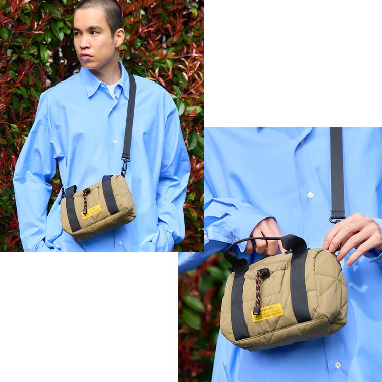 KiU Square Padded Mini Boston Mini Bag with Shoulder Strap and Bag, Waterproof, Water-Repellent, Quilted, Pocket, Simple, Stylish, Cute, Casual,