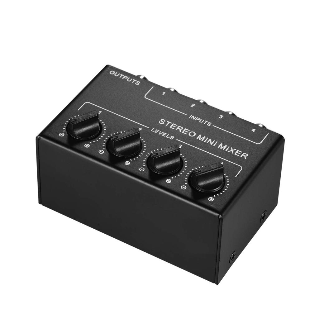 Summina 4-Channel Mini Stereo Audio Mixer with RCA Inputs, Separate Volume Control, Full Metal Shell
