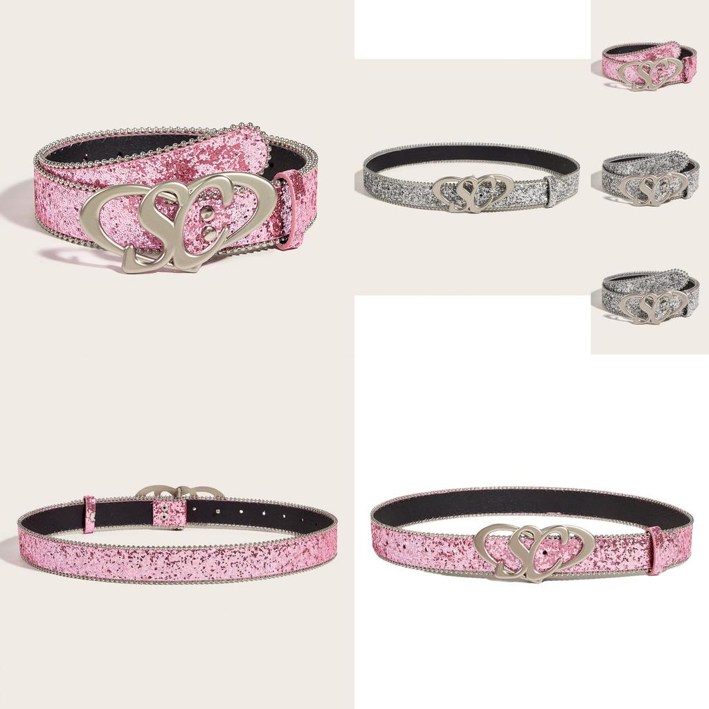 Fashionable Gold Glitter Belt Decorative Sequin Waistband Design