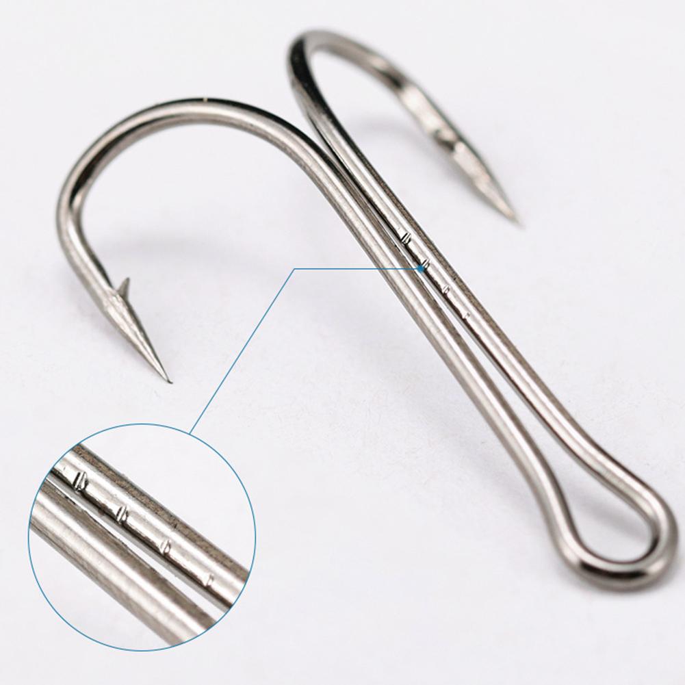 50pcs Fly Tying Double Hook High Carbon Steel Long Shank Double Hook Frog Bait Lure Hooks for Saltwater and Freshwater