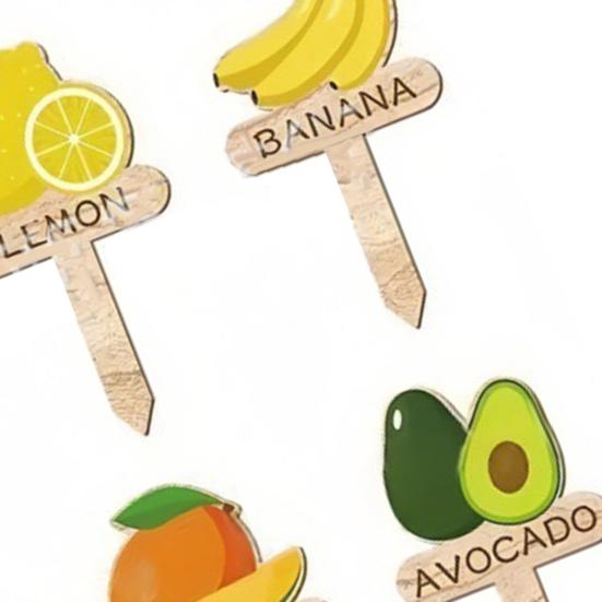 15 Pcs Wooden Plant Labels Vegetable Names And Patterns Markers T Type Plant Labels for Seedlings Potted Plants Identification