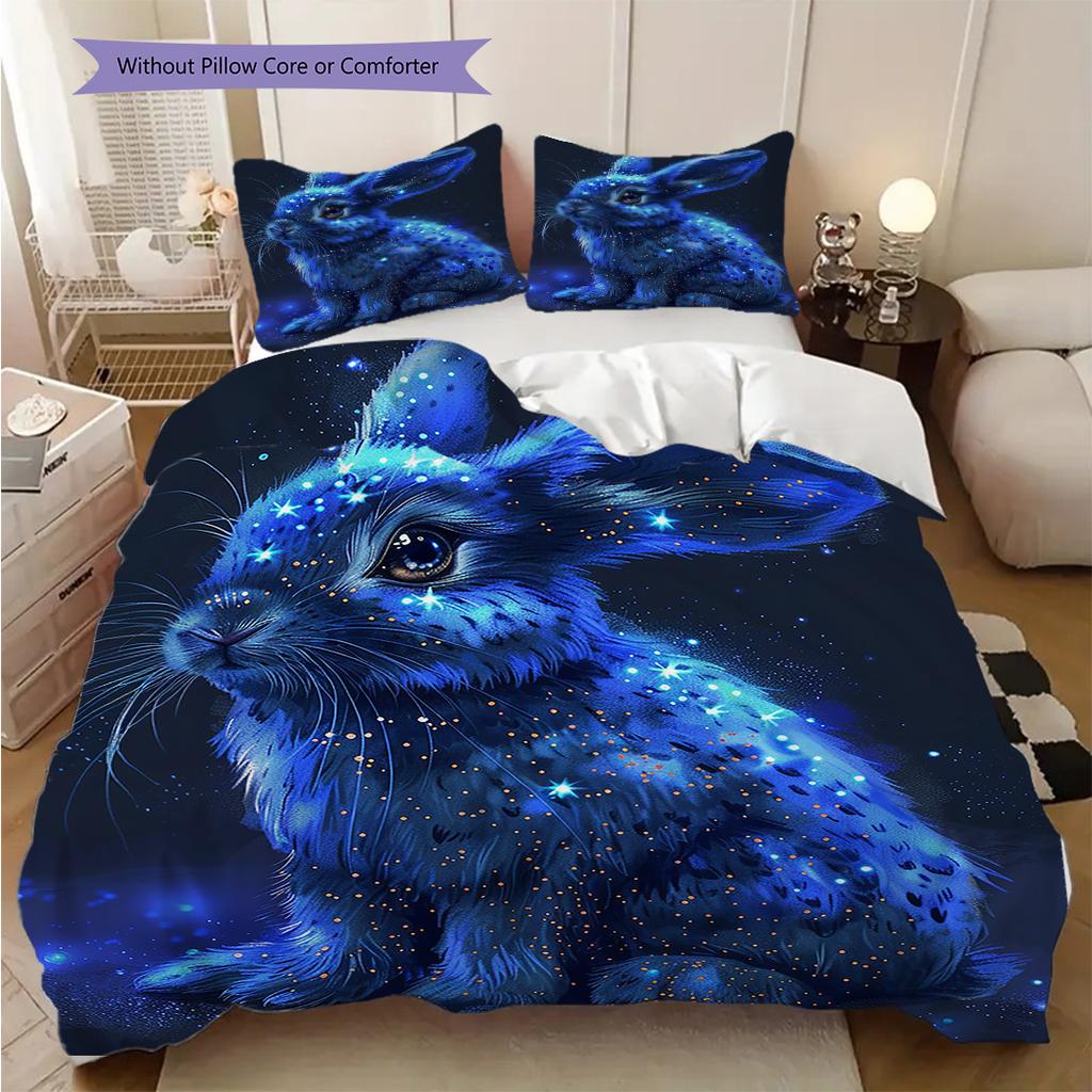 Rabbit Pattern Bedding Quilt Set Quilt Cover Pillowcase Home Decoration Birthday Gift (1 * duvet cover + 2 * pillowcase, without core)