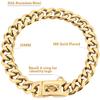 BAOBOTE 15MM Gold Stainless Steel Dog Collar with Cuban Link Chain Heavy Duty Chew Proof Training Collar for Dogs(14" Gold)