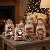 5/12Pcs Linen Style Christmas Drawstring Gift Bags Santa Claus Vintage Snowman Reindeer Sack Red Truck Christmas Tree