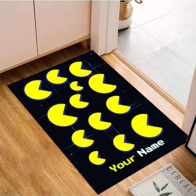 Custom Name Pac Game Rug - Decorative Non-slip Carpet With YourName For Bedroom Or Office Perfect Gift For Family And Friends