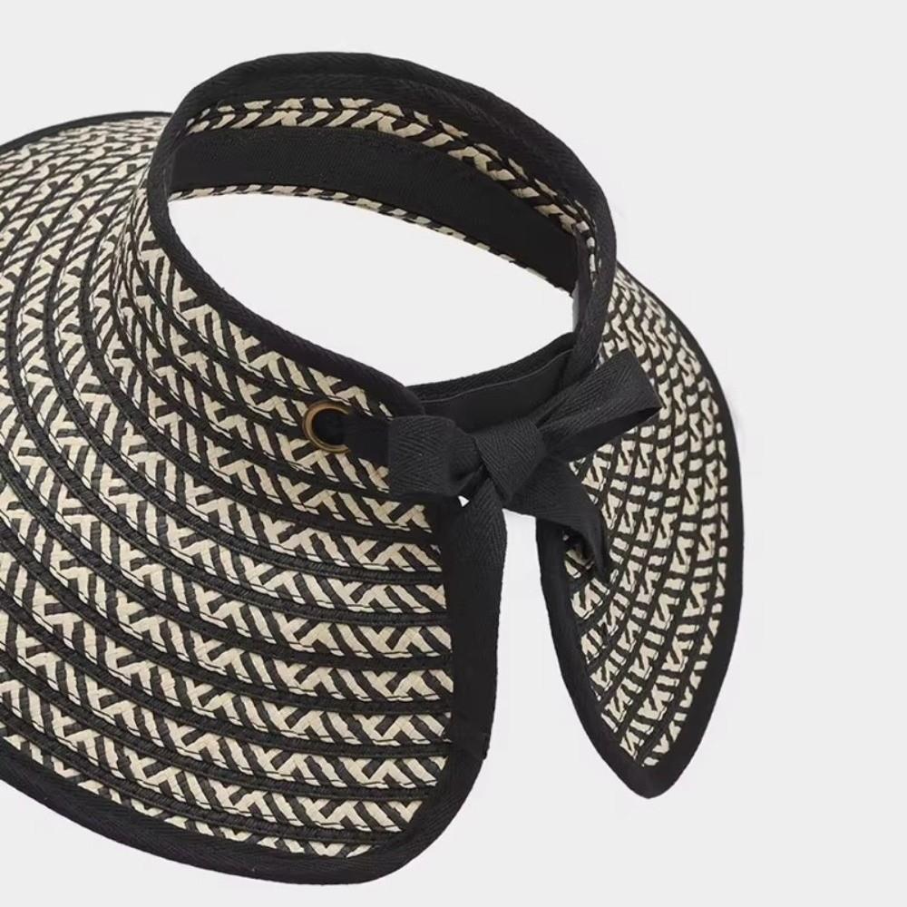 Empty Top Straw Visor Hat UV Protection Foldable Visor Hat Trendy Beach Visor Hat  Summer Outdoor