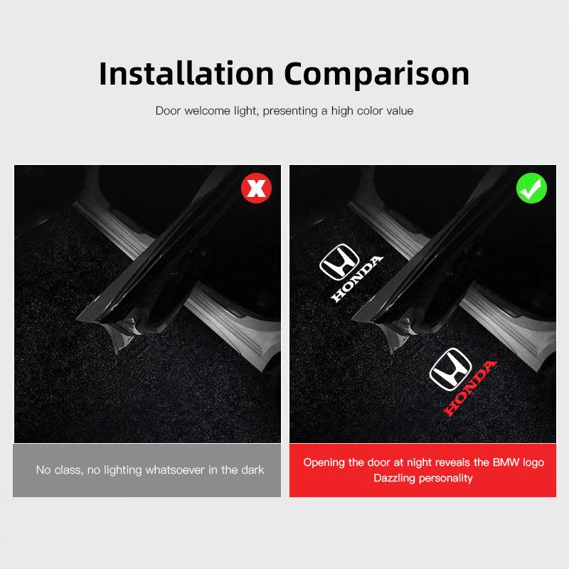 2Pcs Car Logo Lamp Welcome Lights Auto Emblem Projection For Honda Civic Fit Accord City Vezel CR-V S660 Odyssey HR-V Insight
