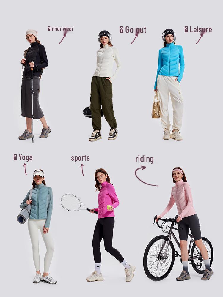 Women's Slim, Lightweight Sports Down Jacket - Body-Fitting, Goose Down Lined, Warm Outerwear for Autumn and Winter Running.