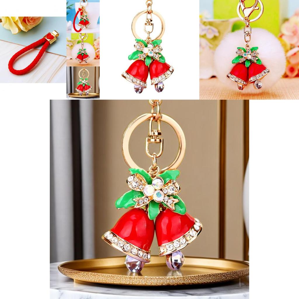 Stylish Woven Rope Christmas Bell Metal Keychain Elegant Gift For Couples And Friends