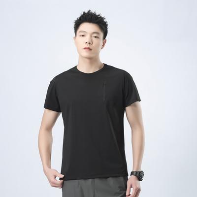 Męski sportowy T-shirt z jedwabiu lodowego, szybkoschnący, letnia lekka odzież do biegania i fitnessu, oddychający, o wysokiej elastyczności, luźny top casualowy