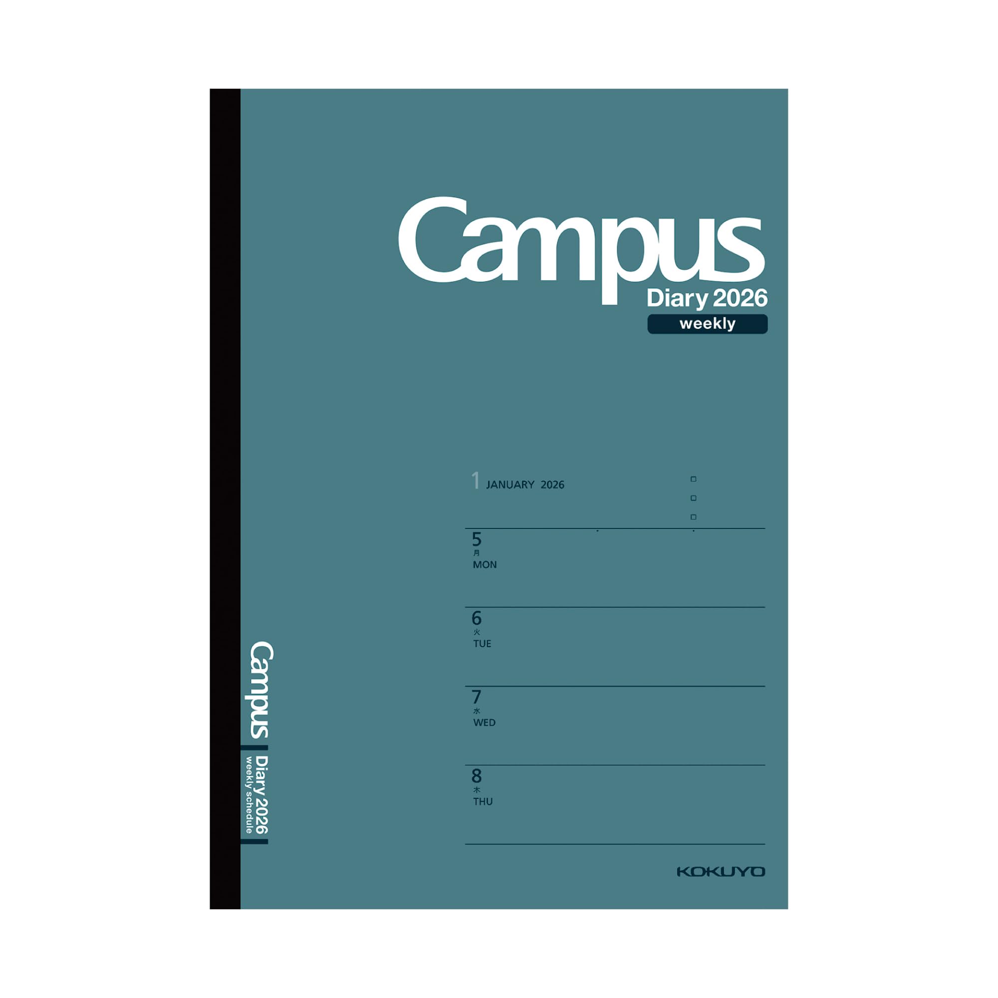 

Kokuyo 2026 Campus Horizontal Dark Starts January 2026 Diary, Weekly, Left, A5, Green, Ni-CWHDG-A5-26,