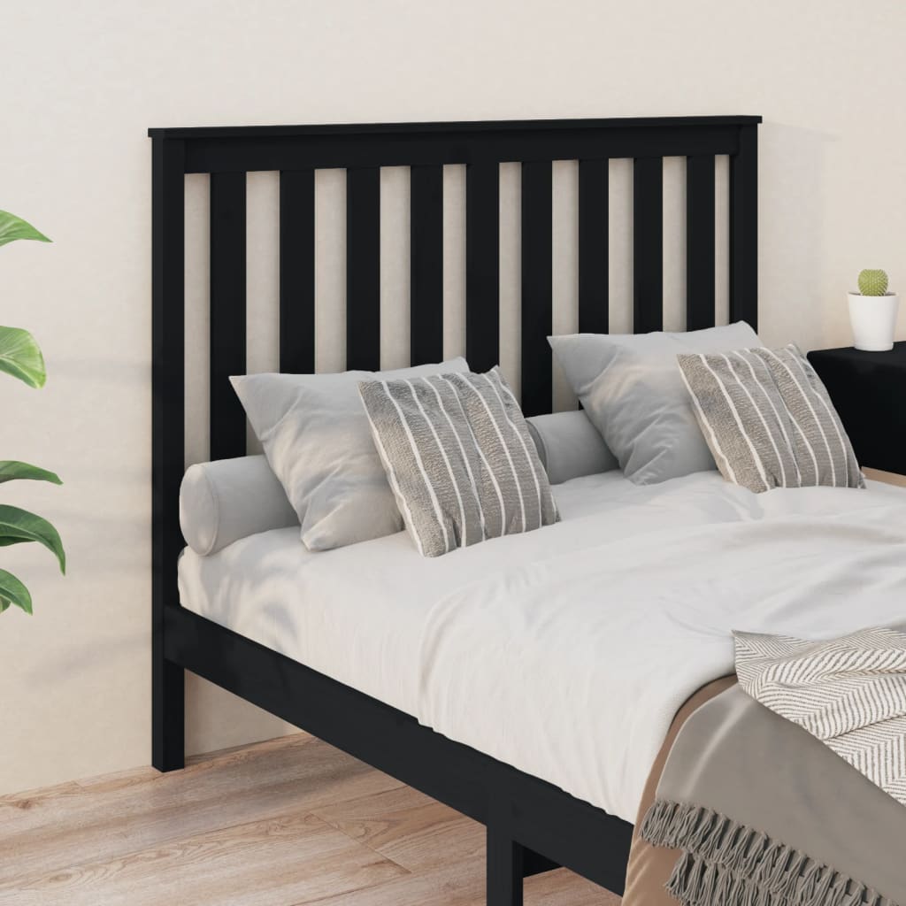 Headboard Black 126x6x101 Cm Solid Pine Wood