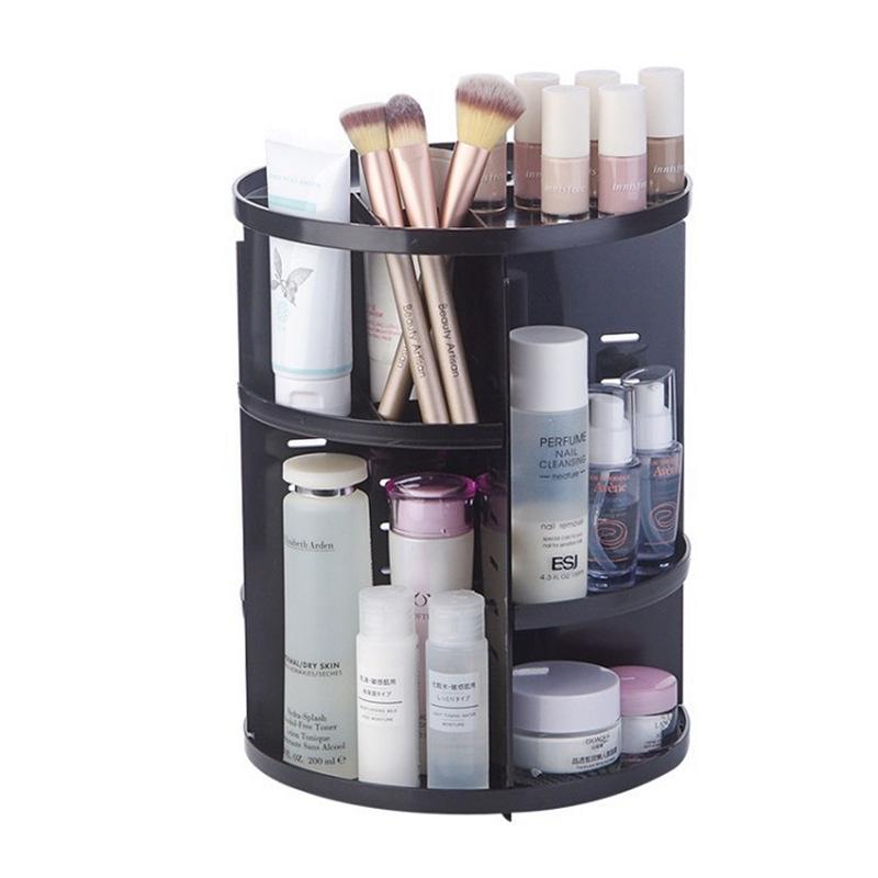 360° Rotating Makeup & Skincare Organizer - Round Plastic Cosmetic Storage Rack
