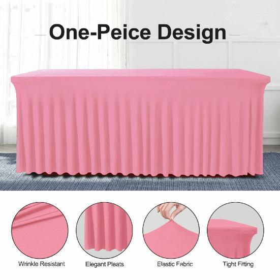 4ft 6ft Sizes Stretch Table Skirt Tutu Ruffled Tablecloth Table Cover Classroom Teacher Desk Back to School Supplies