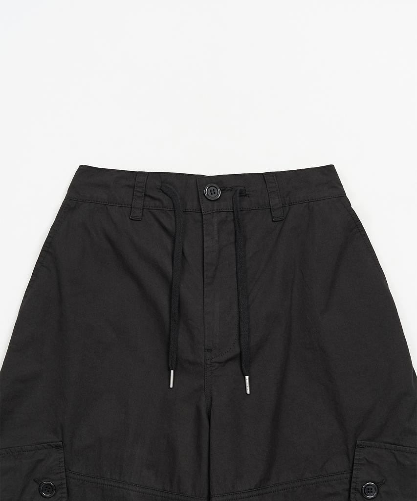 TOFFEE WOMEN W Cargo Pocket Cotton Pants (Black)