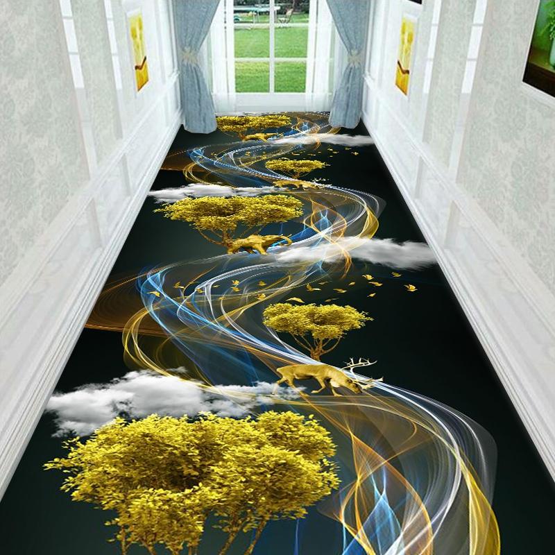 Gold Fish Corridor Carpet Hallway Rug Blue Butterfly Print Living Room Area Rug Bedroom Floor Mat Kitchen Mat Crystal Velvet