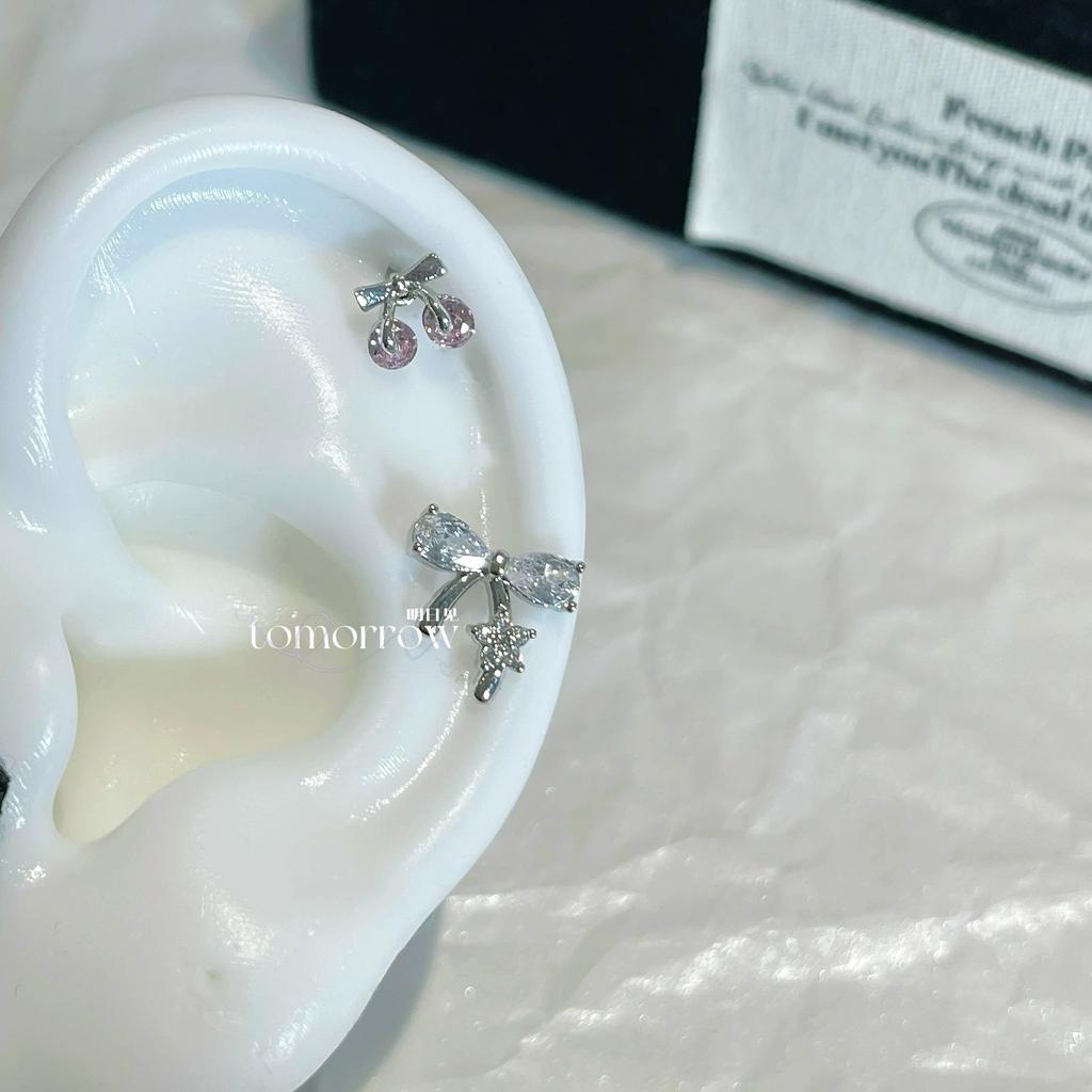 1 Pcs Colorful Star Annular Ear Bone Nail Stainless Steel Cute Love Heart Cross Earrings for Women Body Puncture Accessories