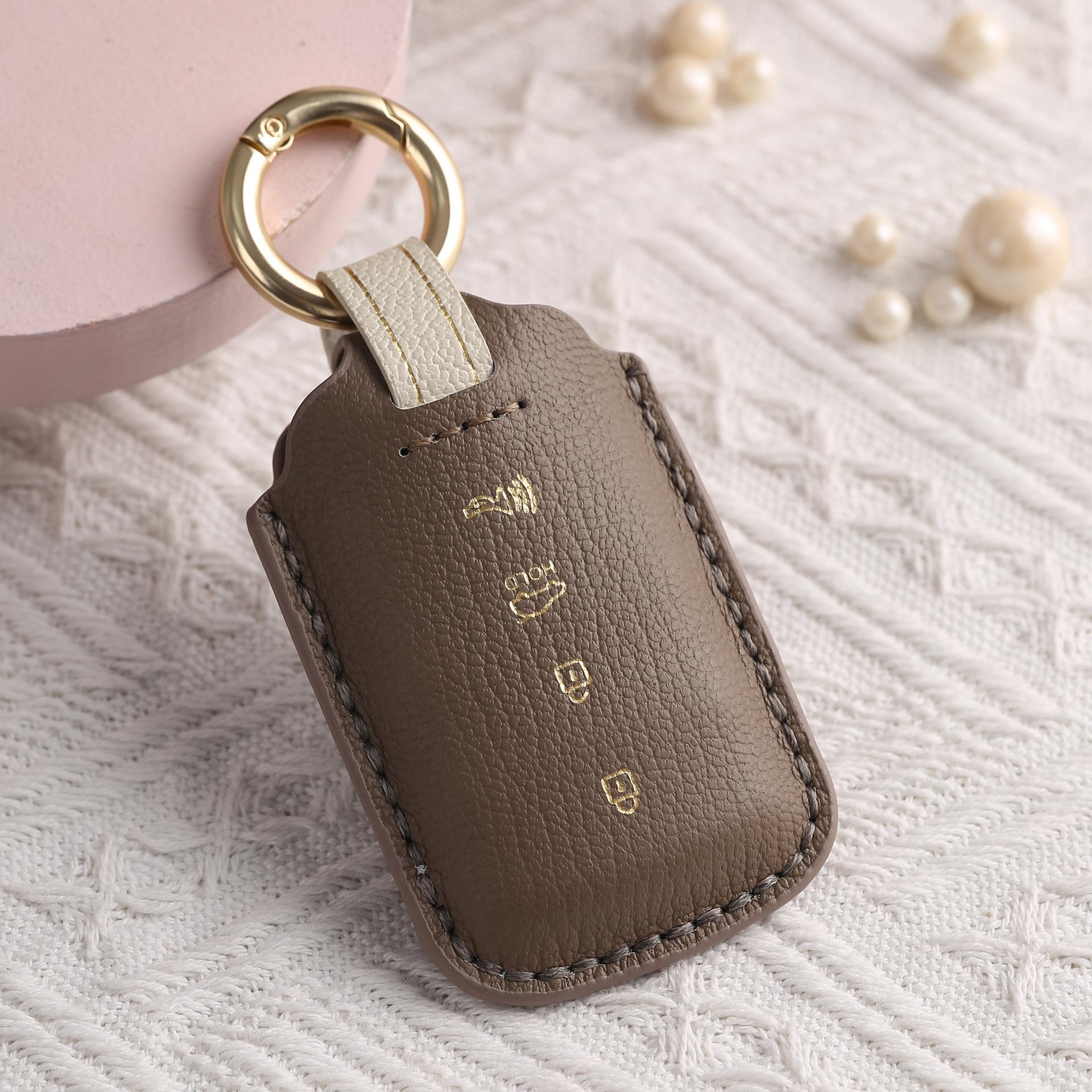 

Customized key protective cover is suitable for Kia KIA genuine leather K9 car handmade high-end key bag shell ring. коричневий