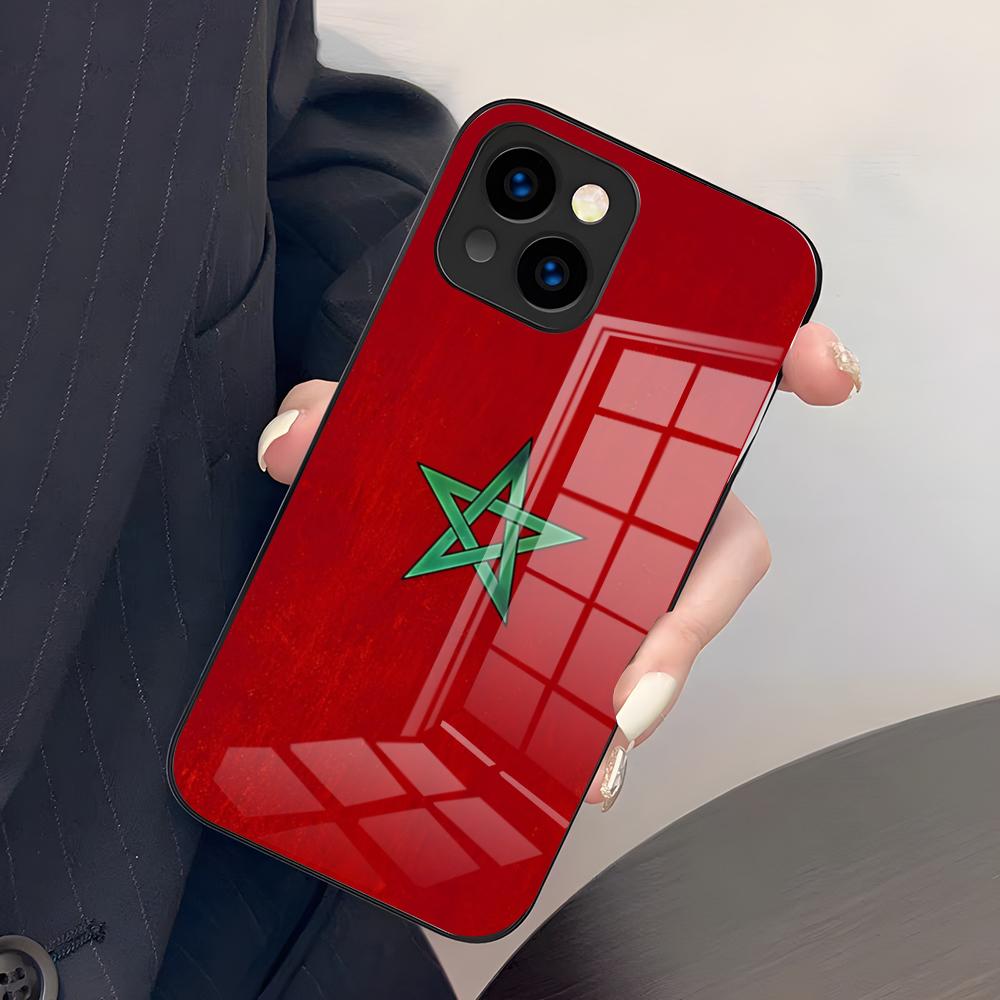 Marokko Flagge Handyhülle Für IPhone 17 Pro Max 15 Pro 16 14 Plus 12 13 Mini 11 Pro Stoßfeste Glasabdeckung