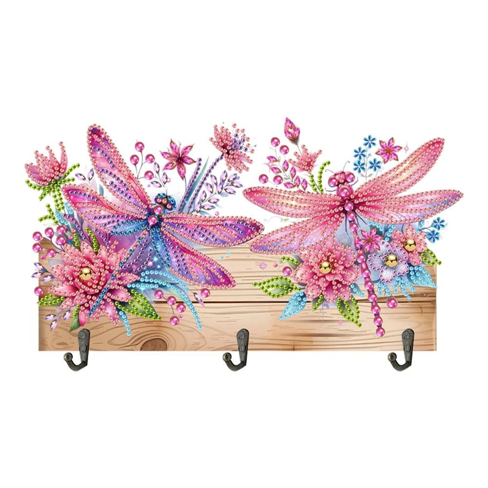 Wooden Special Shaped Warm Animal Family Diamond Art Hanging Hooks Rhinestone Painting Keychain Hanger DIY Crafts Decor