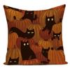 Retro Halloween Pillow Cover Vintage Illustration Witch Pumpkin Black Cat Cushion Case Home Decor Throw Pillowcase for Sofa Bed