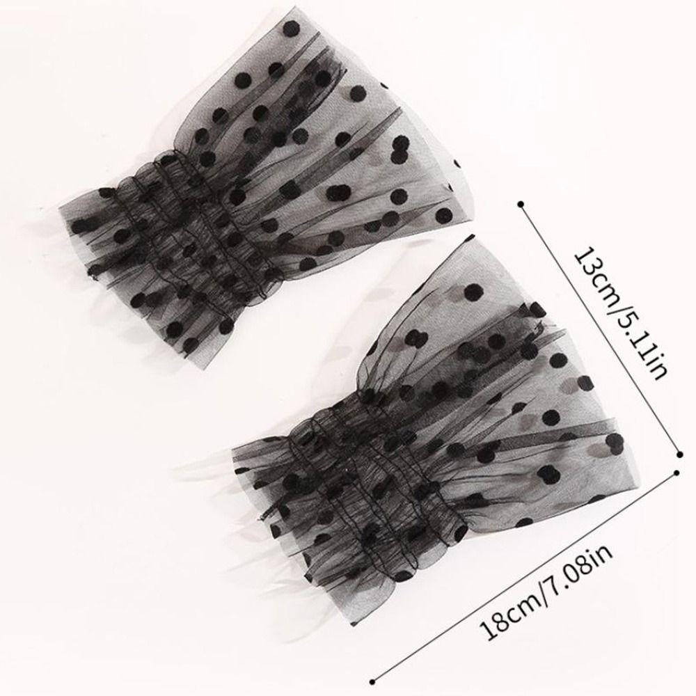 Pleated Tulle Flare Sleeve Elastic Detachable Wristband Polka Dot Fake Cuffs  Wedding Dress