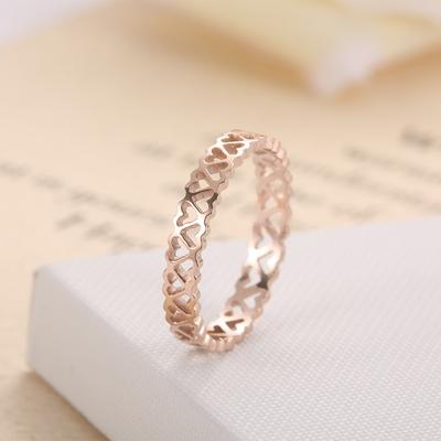 High Quality Stainless Steel Peach Heart Hollow Out  Women Hollow  Custom Ring Jewelry Gift