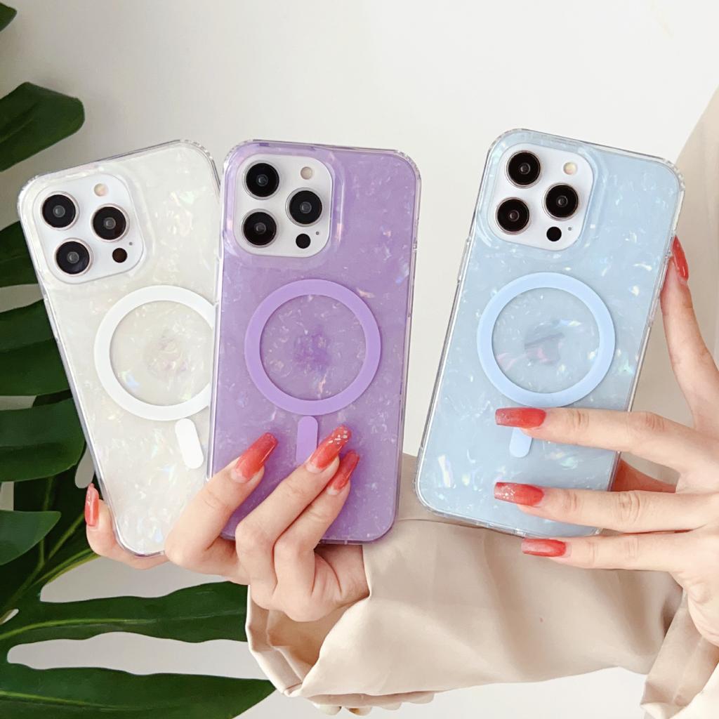 Applicable To Apple 16ProMax Powerful Magnetic Phone Case IPhone 14 Flash Powder 15 Acrylic Anti-fall Protection Case