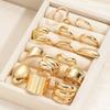 14 Stück Übertriebene Mode Unregelmäßige Glatte Gebogene Ringe Gold Tägliche Kleidung Party Accessoires