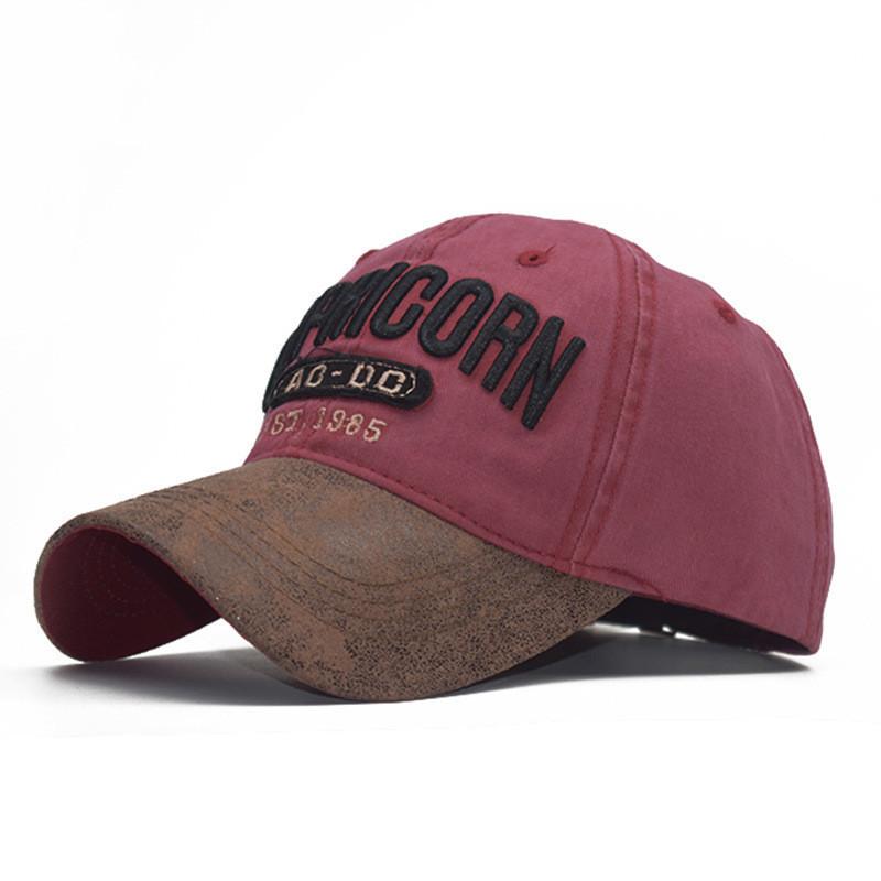 Tongue Cap Duck Pu Splicing Distressed Cotton Baseball Cap 3d Embroidery Letter