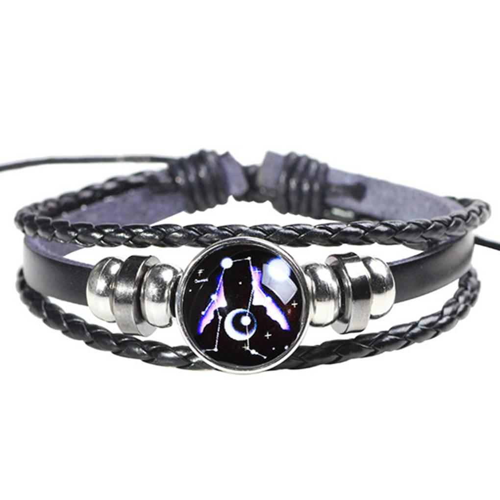 Pulseras de cuero de constelación, brazaletes de cuero tejidos, pulsera en capas para mujer, pulsera de joyería