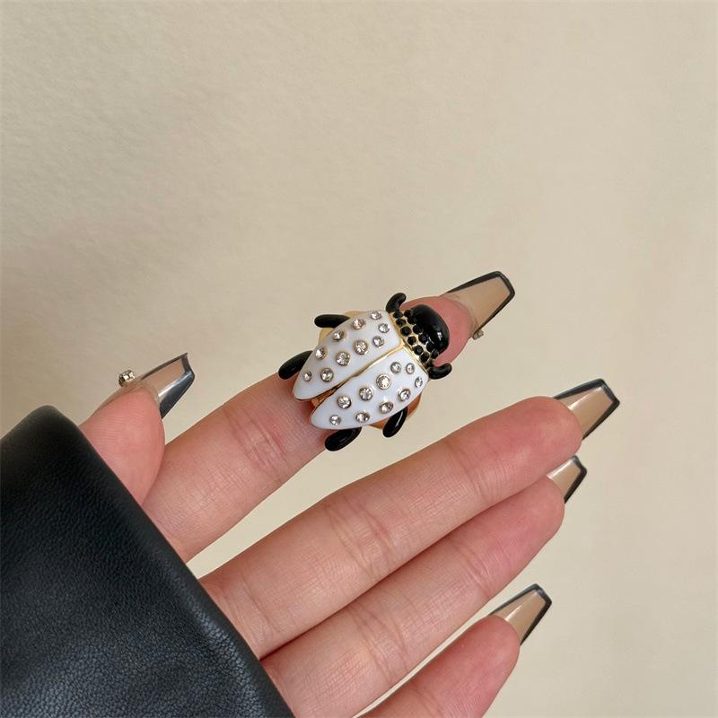 Geometric Insect Drip Oil Ring Korean Fashion Beetle Painting Ring Minority Design Jewelry Accessories Chunky Enamel Ring Gift